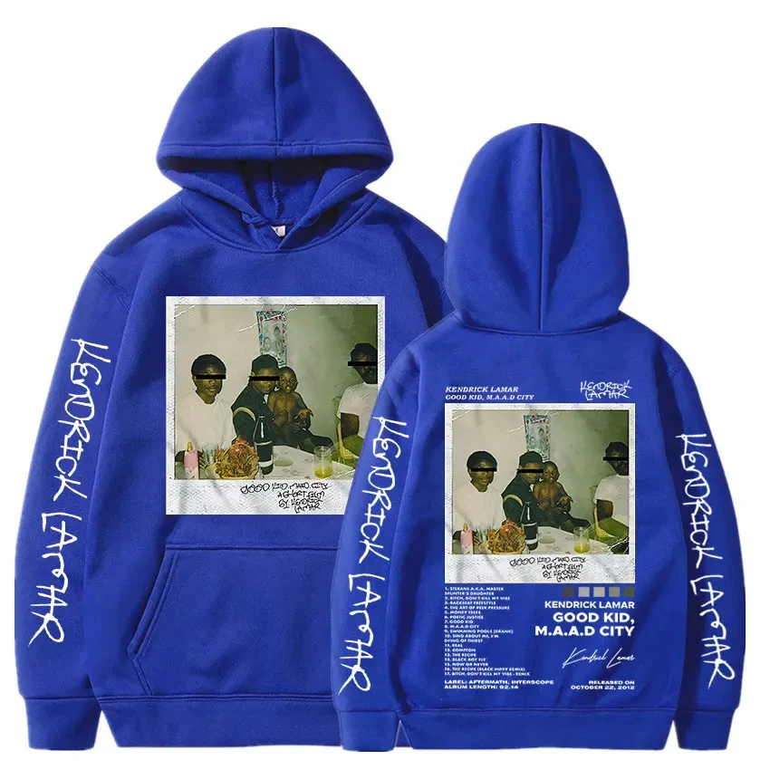 Hip Hop Men Women's Hoodie Rapper Kendrick Lamar Good Kid Album Graphic Printed Hooded Sweatshirts Fashion Pocket Streetwear