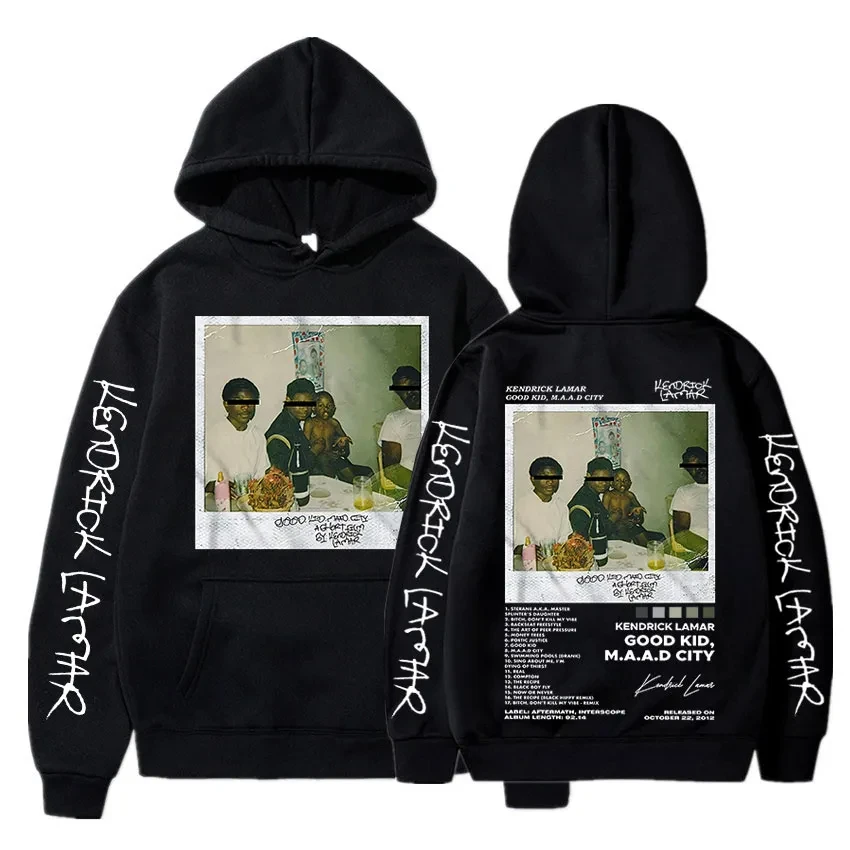 Hip Hop Men Women's Hoodie Rapper Kendrick Lamar Good Kid Album Graphic Printed Hooded Sweatshirts Fashion Pocket Streetwear