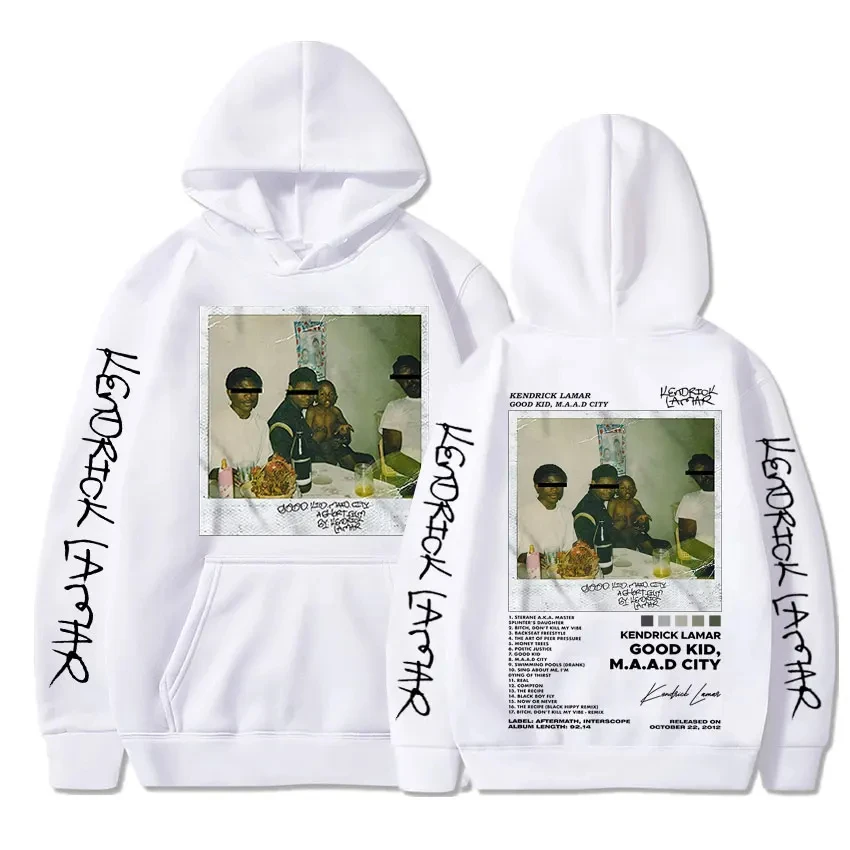 Hip Hop Men Women's Hoodie Rapper Kendrick Lamar Good Kid Album Graphic Printed Hooded Sweatshirts Fashion Pocket Streetwear