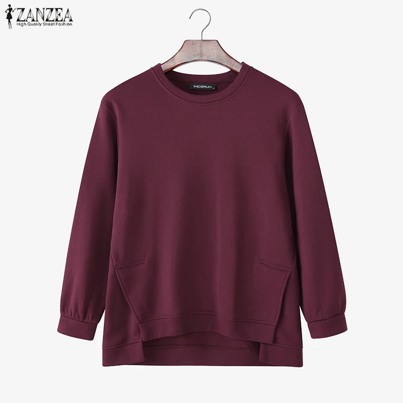 ZANZEA Vintage Sweatshirts Women Winter Pullovers Tops 2025 Autumn Long Sleeve Jumper O-Neck Casual Loose Solid Lady Sweatshirts