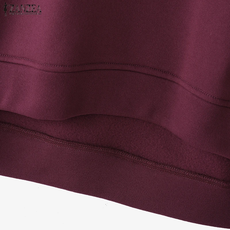 ZANZEA Vintage Sweatshirts Women Winter Pullovers Tops 2025 Autumn Long Sleeve Jumper O-Neck Casual Loose Solid Lady Sweatshirts