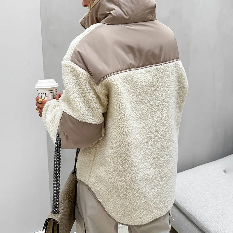 Sudaderas Stitch Sudaderas Y2k New Plush Loose Stand Collar Pullover Sweatshirt For Women 2025 Women's winter sheepskin coat