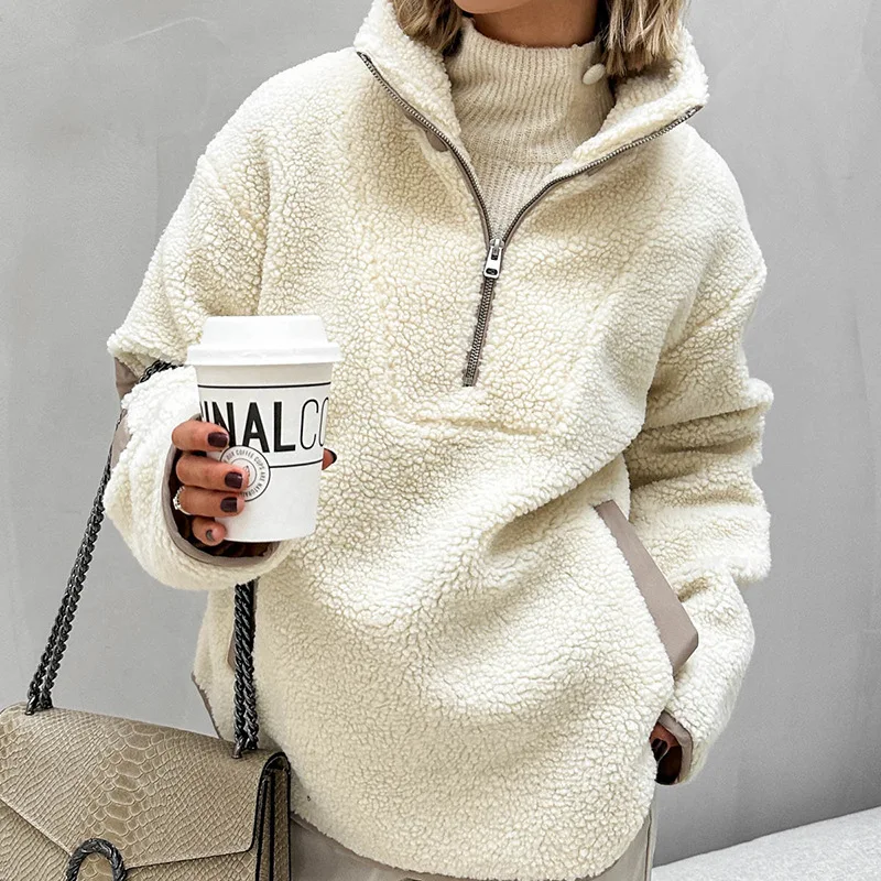 Sudaderas Stitch Sudaderas Y2k New Plush Loose Stand Collar Pullover Sweatshirt For Women 2025 Women's winter sheepskin coat