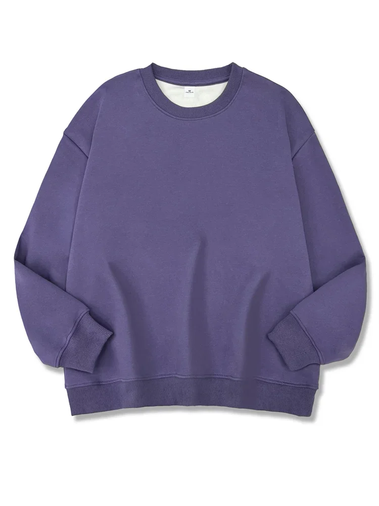 2026 New Women Simple Pullover Female Fashion Harajuku Streetwear Solid Color O-Neck Hoodie Autumn Winter Loose Casual Tops