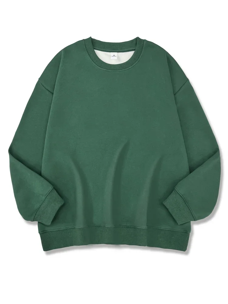 2026 New Women Simple Pullover Female Fashion Harajuku Streetwear Solid Color O-Neck Hoodie Autumn Winter Loose Casual Tops