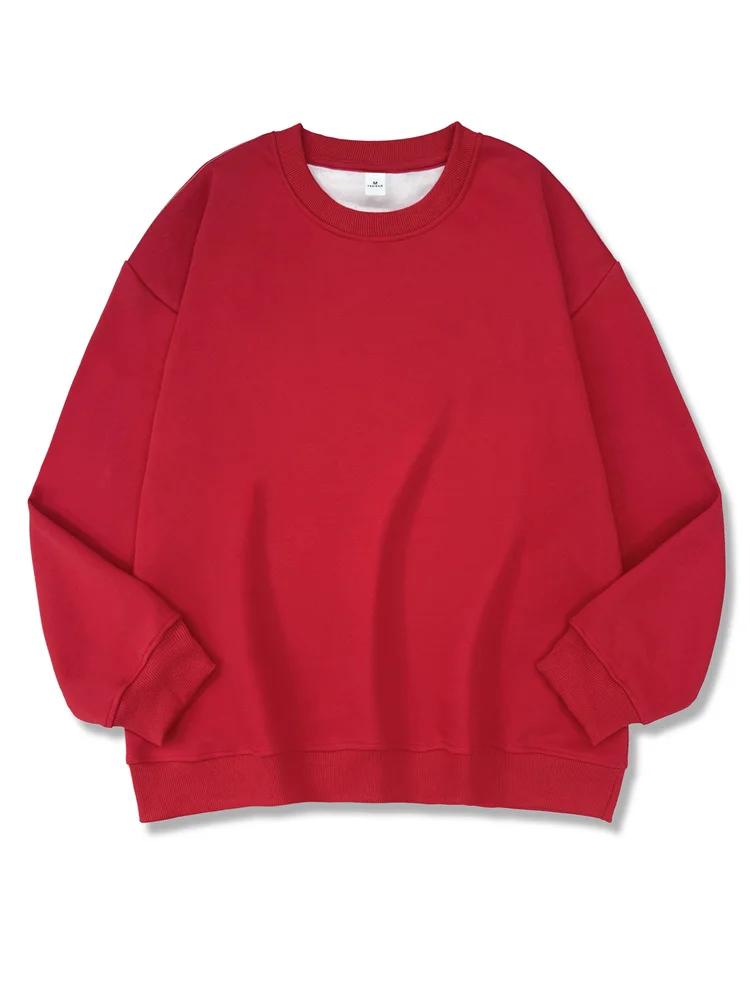 2026 New Women Simple Pullover Female Fashion Harajuku Streetwear Solid Color O-Neck Hoodie Autumn Winter Loose Casual Tops