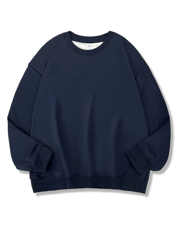 2026 New Women Simple Pullover Female Fashion Harajuku Streetwear Solid Color O-Neck Hoodie Autumn Winter Loose Casual Tops