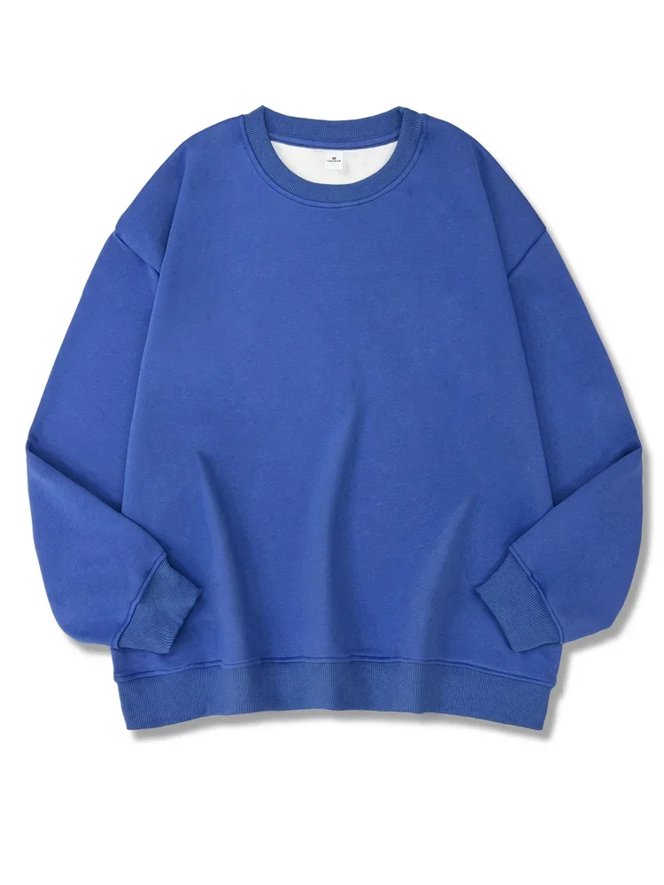 2026 New Women Simple Pullover Female Fashion Harajuku Streetwear Solid Color O-Neck Hoodie Autumn Winter Loose Casual Tops