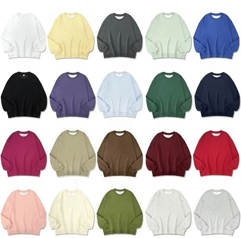 2026 New Women Simple Pullover Female Fashion Harajuku Streetwear Solid Color O-Neck Hoodie Autumn Winter Loose Casual Tops