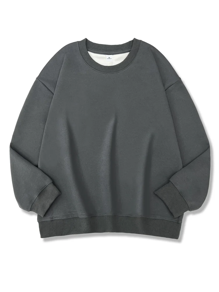 2026 New Women Simple Pullover Female Fashion Harajuku Streetwear Solid Color O-Neck Hoodie Autumn Winter Loose Casual Tops
