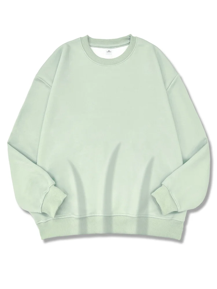2026 New Women Simple Pullover Female Fashion Harajuku Streetwear Solid Color O-Neck Hoodie Autumn Winter Loose Casual Tops