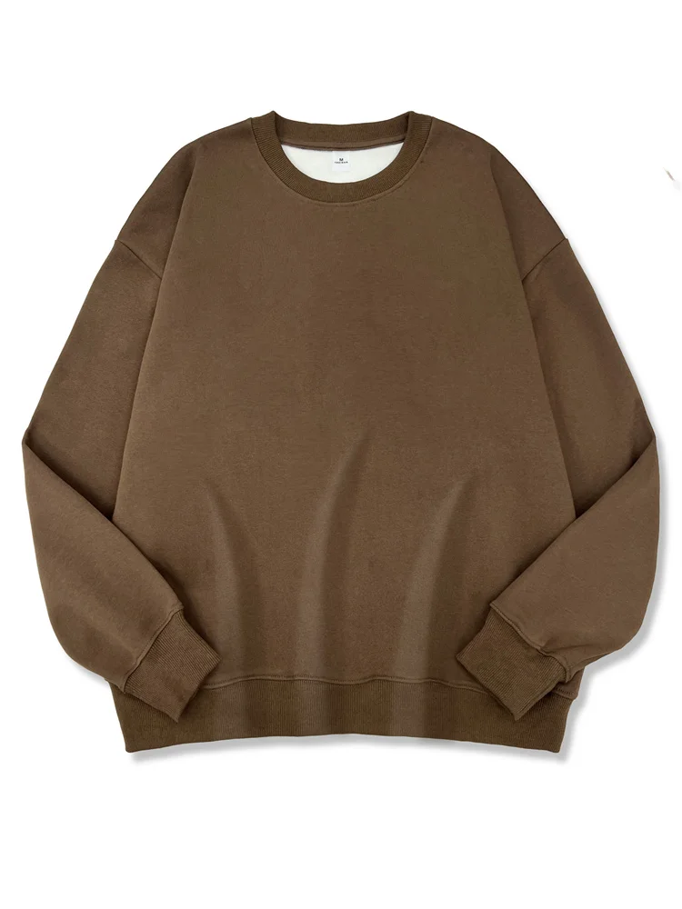 2026 New Women Simple Pullover Female Fashion Harajuku Streetwear Solid Color O-Neck Hoodie Autumn Winter Loose Casual Tops