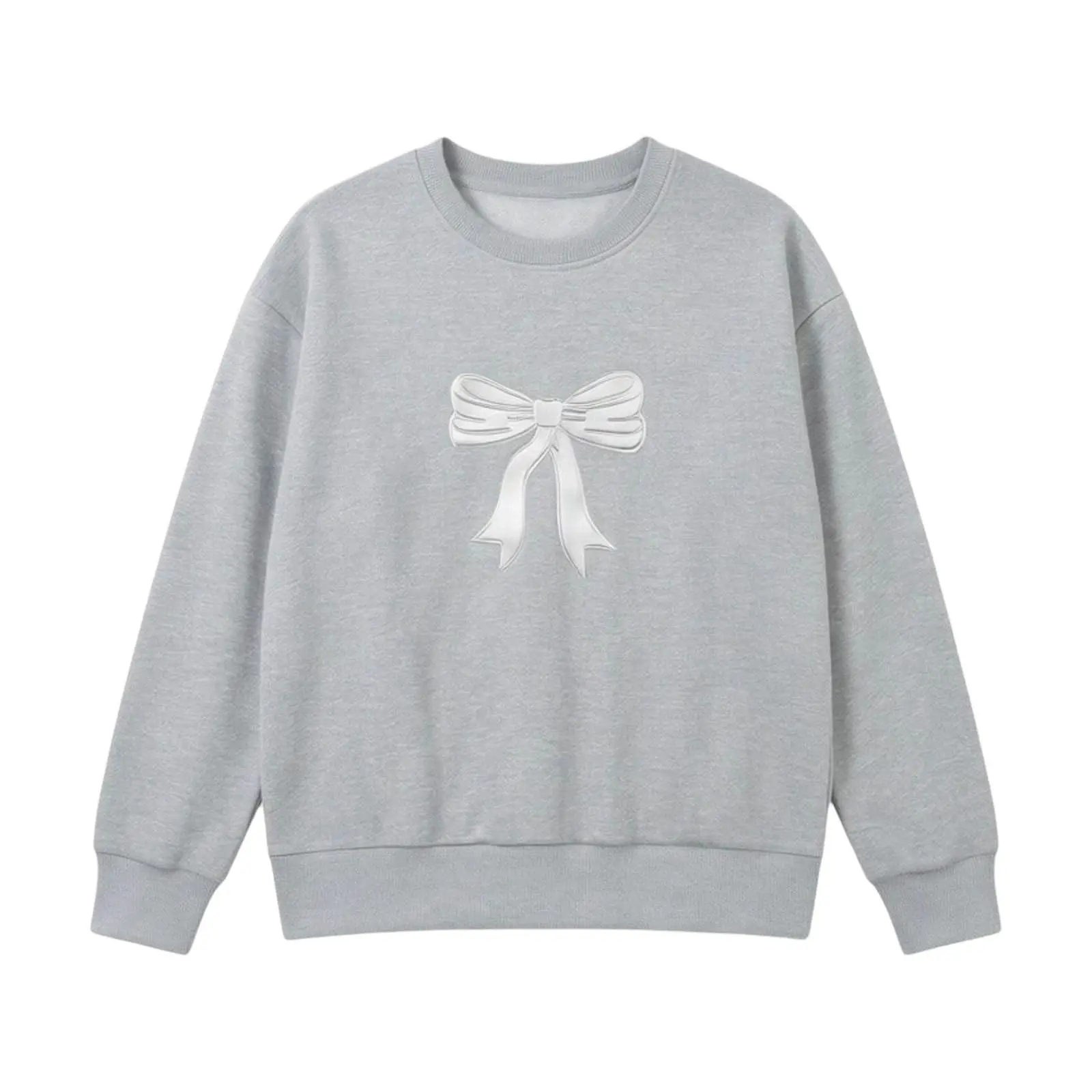 Casual Women's Sweatshirts Bow Graphic Prints Hoodie Spring Autumn Long Sleeve Crew Neck Pullover Female All-Match Hoody Tops