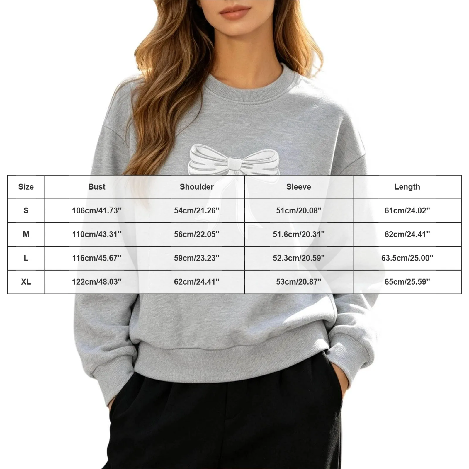 Casual Women's Sweatshirts Bow Graphic Prints Hoodie Spring Autumn Long Sleeve Crew Neck Pullover Female All-Match Hoody Tops