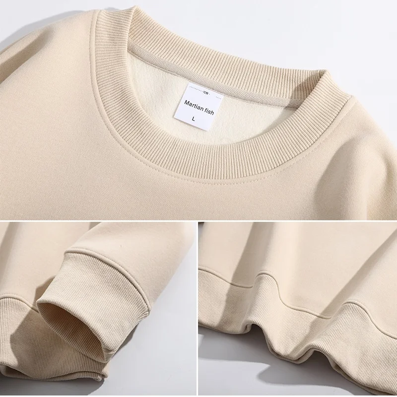 Soft Fleece Sweatshirt Women Sport Winter Clothes Warm Blue Round Neck Loose Pullovers Oversized Women Velvet Sweatshirt Black