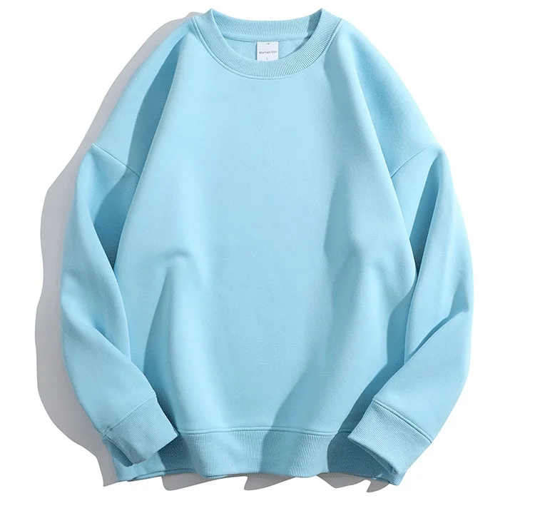 Soft Fleece Sweatshirt Women Sport Winter Clothes Warm Blue Round Neck Loose Pullovers Oversized Women Velvet Sweatshirt Black