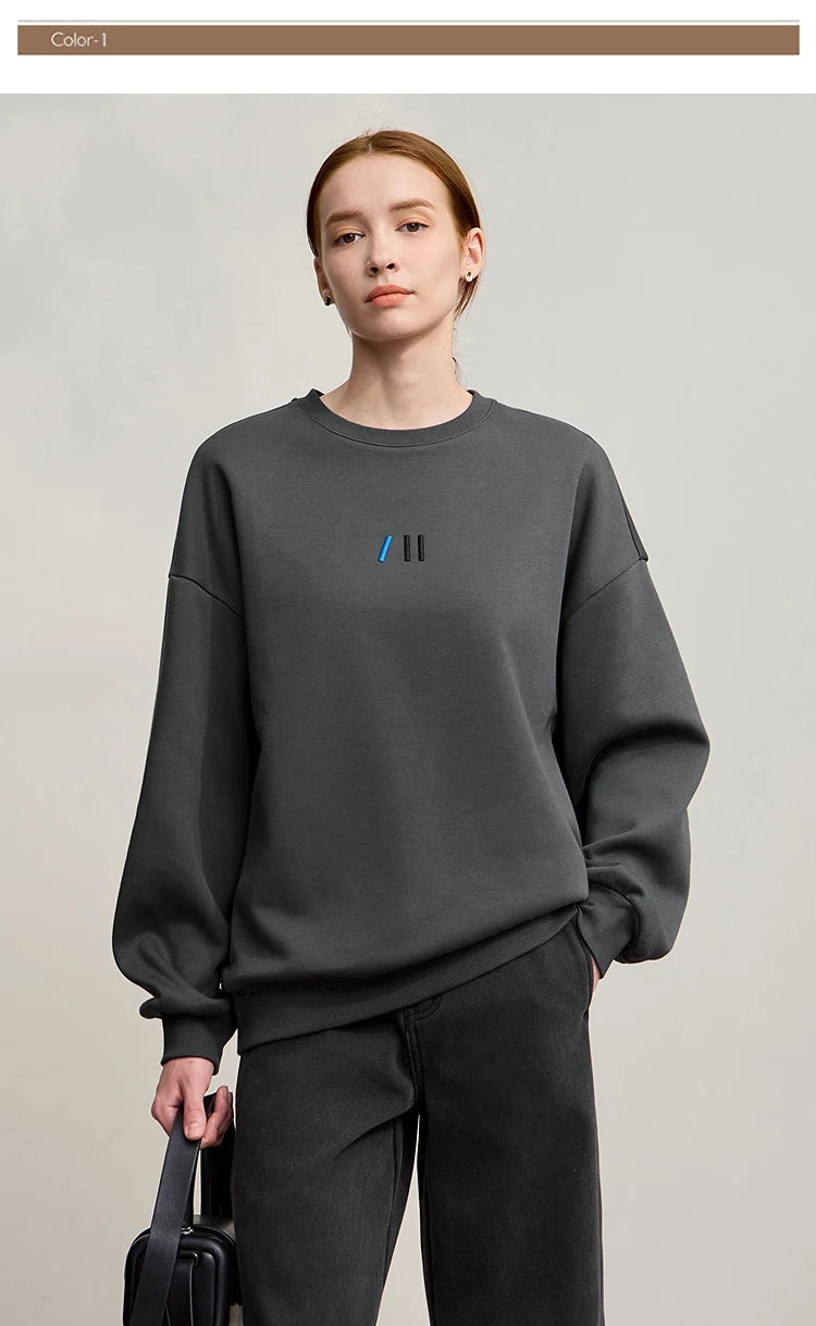 Amii Sweatshirt For Woman 2026 Winter New Casual Round Neck Long Sleeve Hoodie Women Loose Warm Pullover Versatile Top 12524080