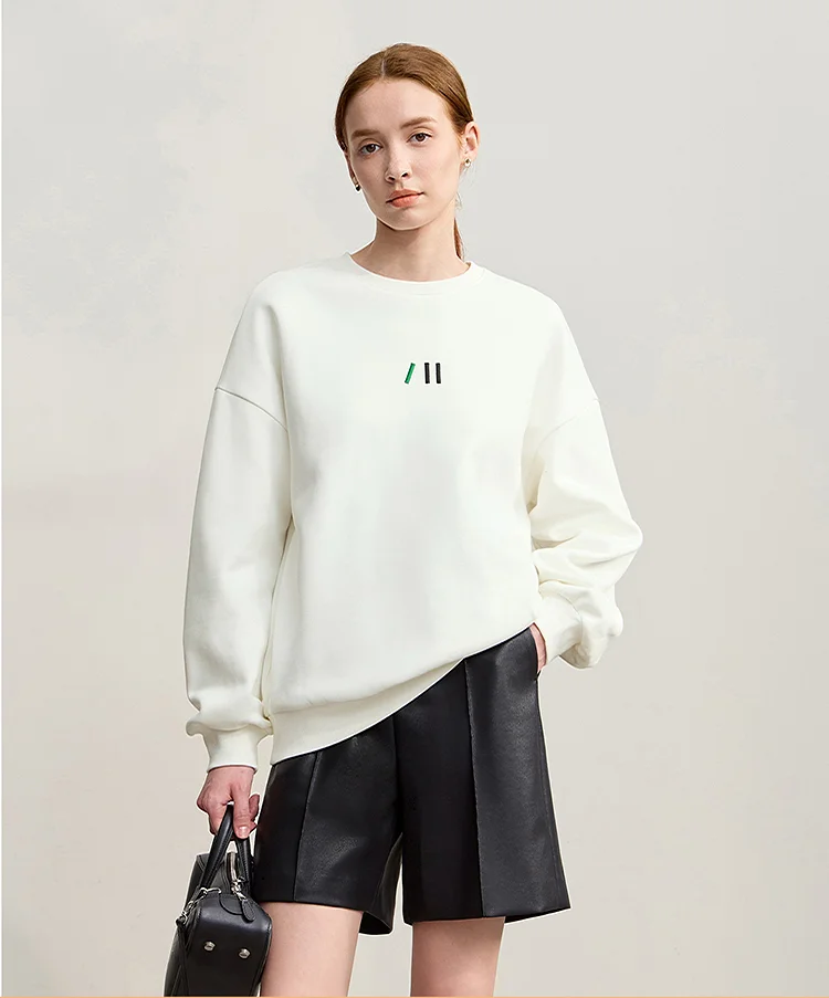 Amii Sweatshirt For Woman 2026 Winter New Casual Round Neck Long Sleeve Hoodie Women Loose Warm Pullover Versatile Top 12524080