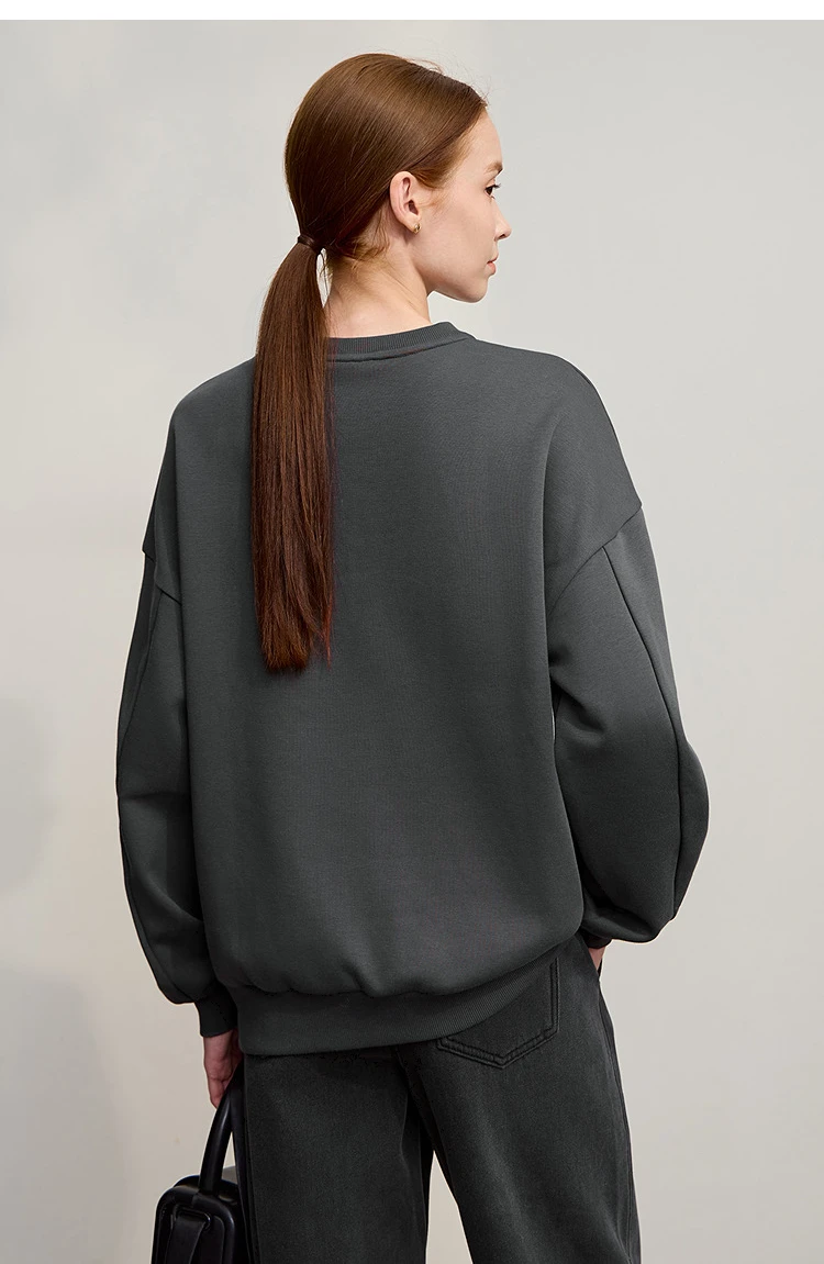 Amii Sweatshirt For Woman 2026 Winter New Casual Round Neck Long Sleeve Hoodie Women Loose Warm Pullover Versatile Top 12524080