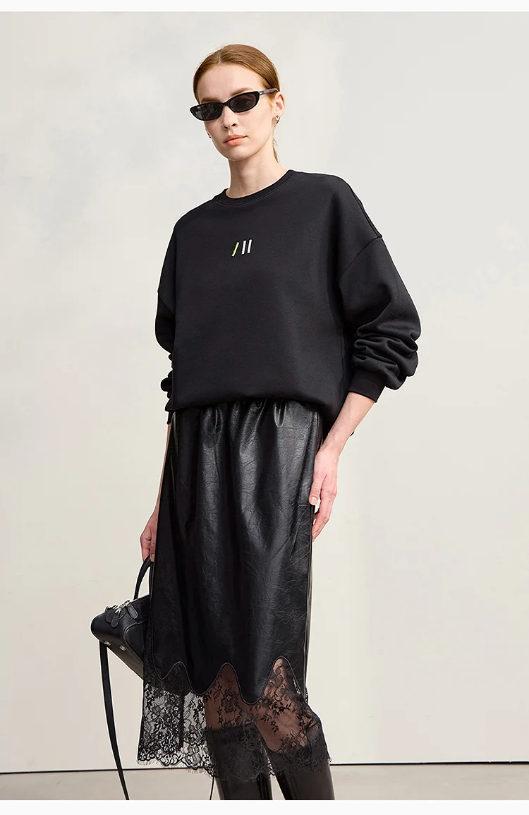 Amii Sweatshirt For Woman 2026 Winter New Casual Round Neck Long Sleeve Hoodie Women Loose Warm Pullover Versatile Top 12524080