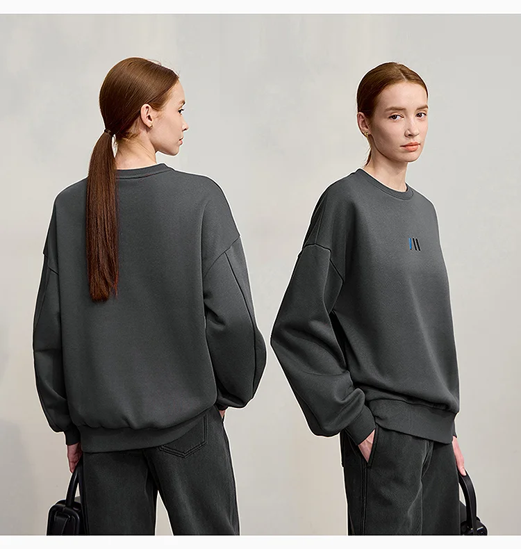 Amii Sweatshirt For Woman 2026 Winter New Casual Round Neck Long Sleeve Hoodie Women Loose Warm Pullover Versatile Top 12524080