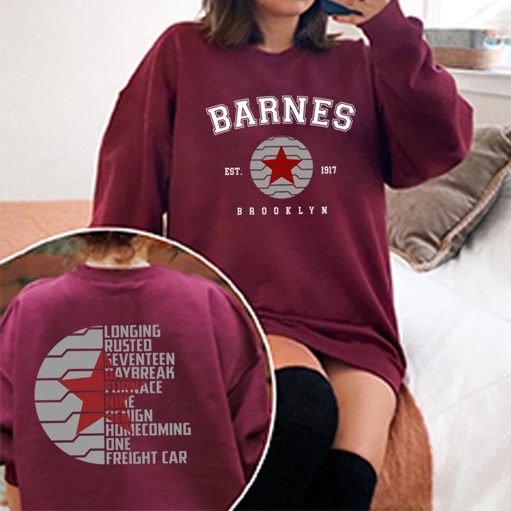 Vintage Bucky Barnes 1917 Sweatshirt Winter Soldier Hoodie Front and Back Print Pullover Unisex Long Sleeves Sweatshirts