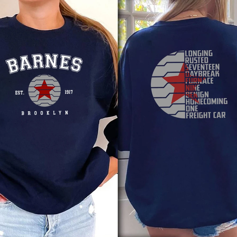 Vintage Bucky Barnes 1917 Sweatshirt Winter Soldier Hoodie Front and Back Print Pullover Unisex Long Sleeves Sweatshirts
