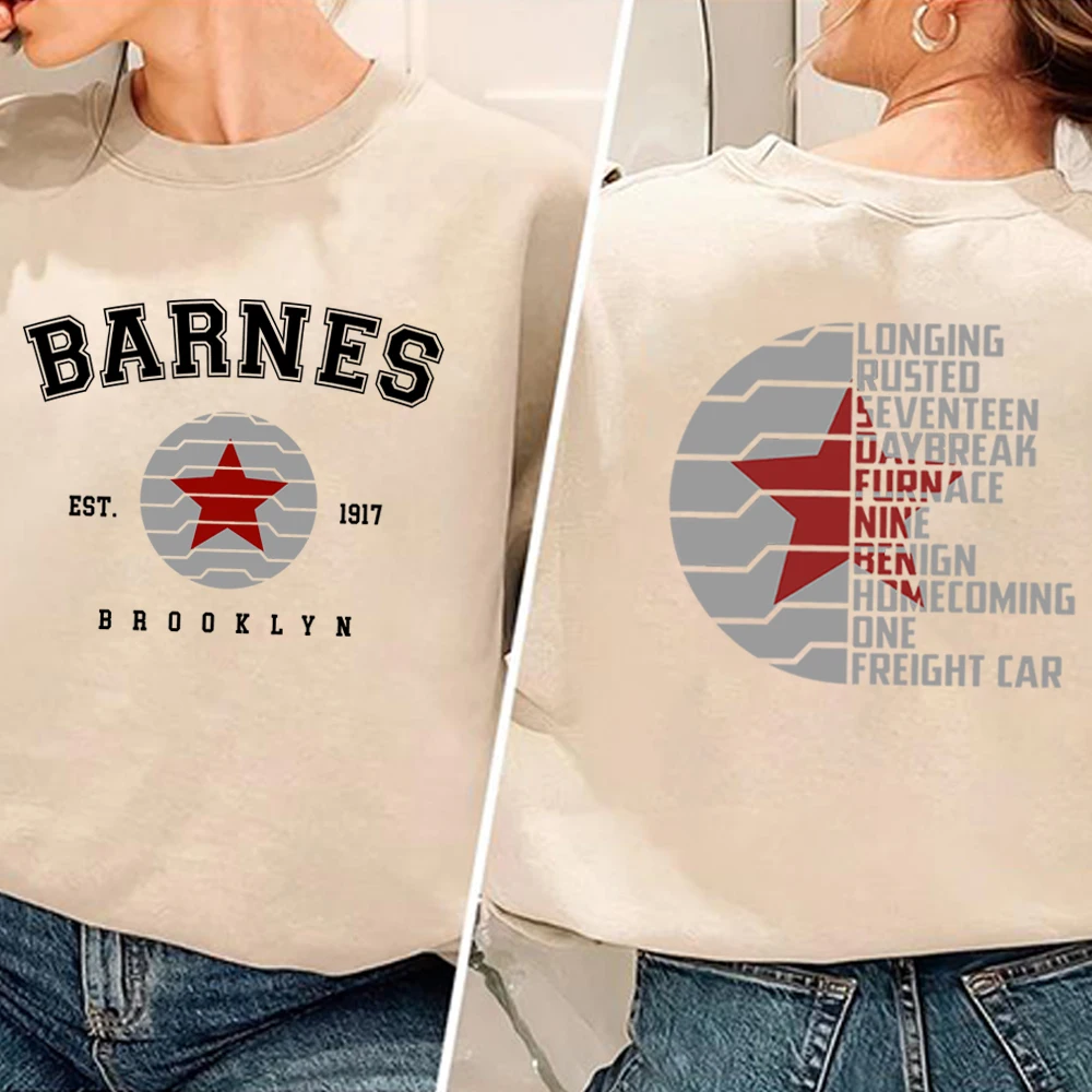 Vintage Bucky Barnes 1917 Sweatshirt Winter Soldier Hoodie Front and Back Print Pullover Unisex Long Sleeves Sweatshirts