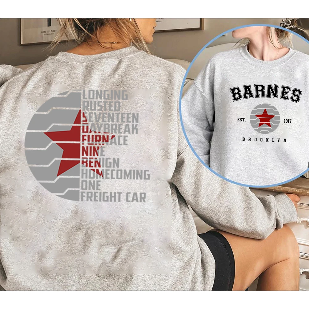 Vintage Bucky Barnes 1917 Sweatshirt Winter Soldier Hoodie Front and Back Print Pullover Unisex Long Sleeves Sweatshirts