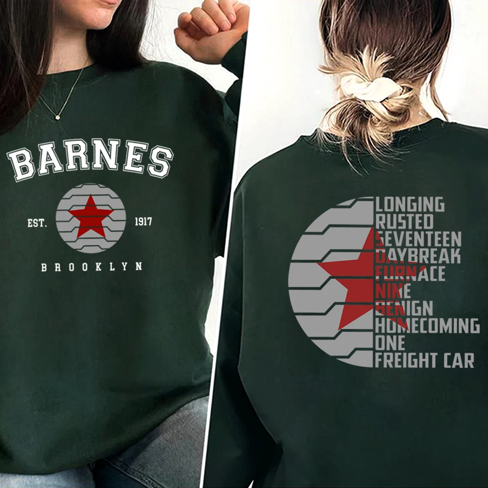 Vintage Bucky Barnes 1917 Sweatshirt Winter Soldier Hoodie Front and Back Print Pullover Unisex Long Sleeves Sweatshirts