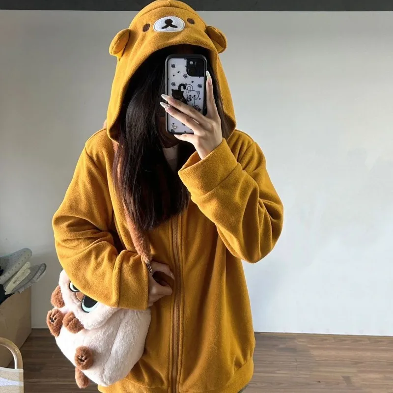 Deeptown Kawaii Duck Hoodies Women Long Sleeve Cute Tops Emo Clothes Korean 2023 Fashion Winter Yellow Casual Pullover Soft Girl