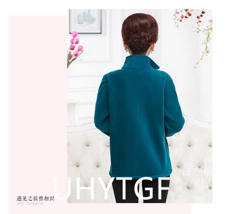 2025 New Autumn Mid-Aged Women Fleece Jacket 5XL Casual Stand Collar Warm Hoodie Jacket Zipper Outerwear Mother Winter Coat 3149