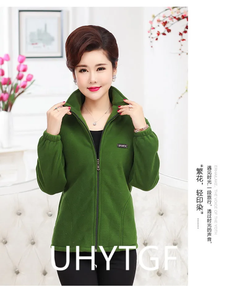 2025 New Autumn Mid-Aged Women Fleece Jacket 5XL Casual Stand Collar Warm Hoodie Jacket Zipper Outerwear Mother Winter Coat 3149