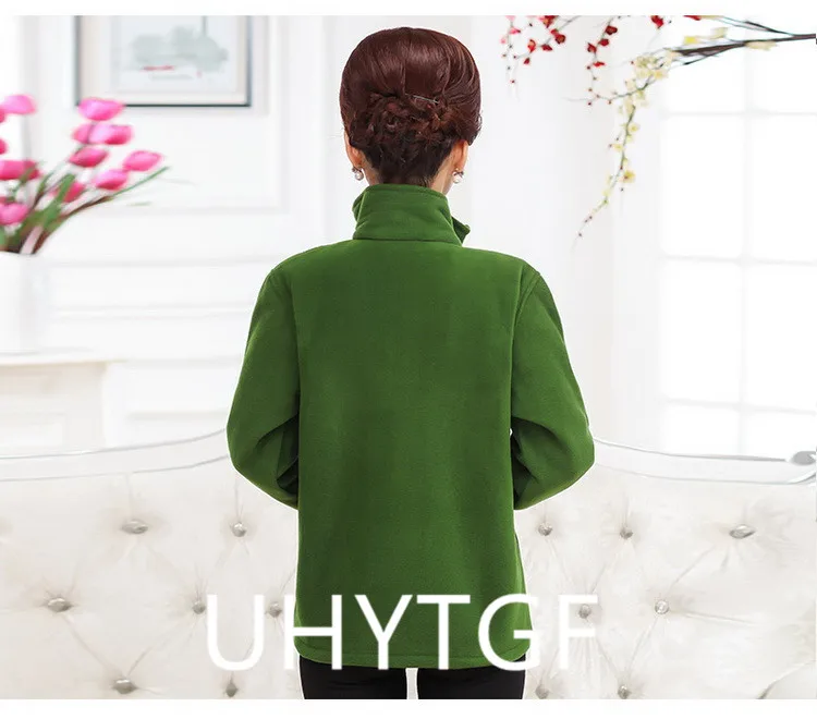 2025 New Autumn Mid-Aged Women Fleece Jacket 5XL Casual Stand Collar Warm Hoodie Jacket Zipper Outerwear Mother Winter Coat 3149