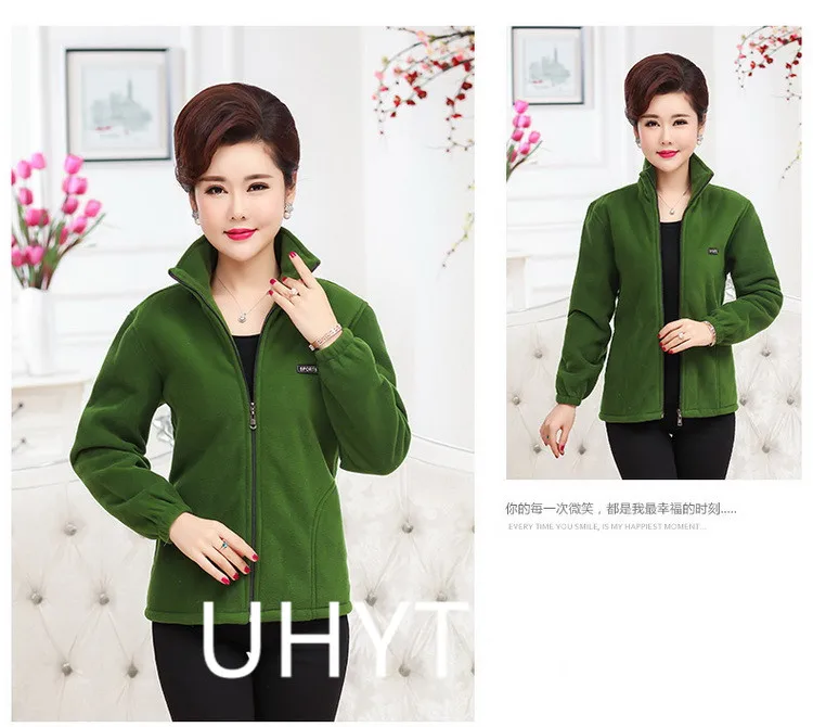 2025 New Autumn Mid-Aged Women Fleece Jacket 5XL Casual Stand Collar Warm Hoodie Jacket Zipper Outerwear Mother Winter Coat 3149