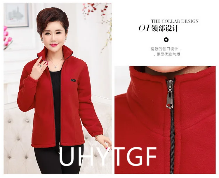 2025 New Autumn Mid-Aged Women Fleece Jacket 5XL Casual Stand Collar Warm Hoodie Jacket Zipper Outerwear Mother Winter Coat 3149