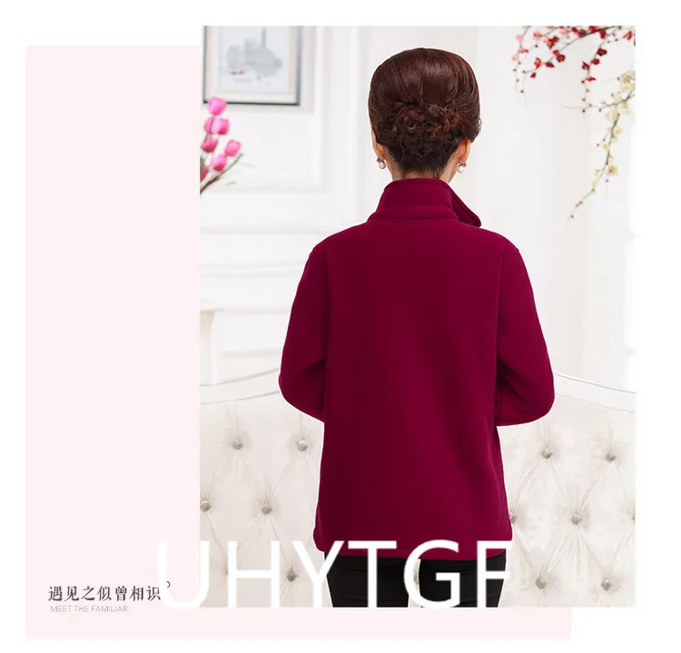 2025 New Autumn Mid-Aged Women Fleece Jacket 5XL Casual Stand Collar Warm Hoodie Jacket Zipper Outerwear Mother Winter Coat 3149