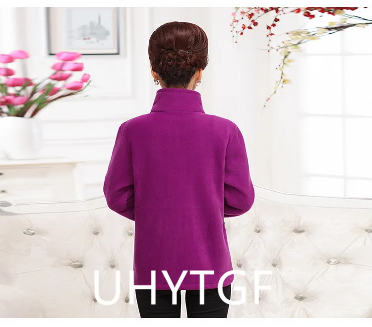 2025 New Autumn Mid-Aged Women Fleece Jacket 5XL Casual Stand Collar Warm Hoodie Jacket Zipper Outerwear Mother Winter Coat 3149