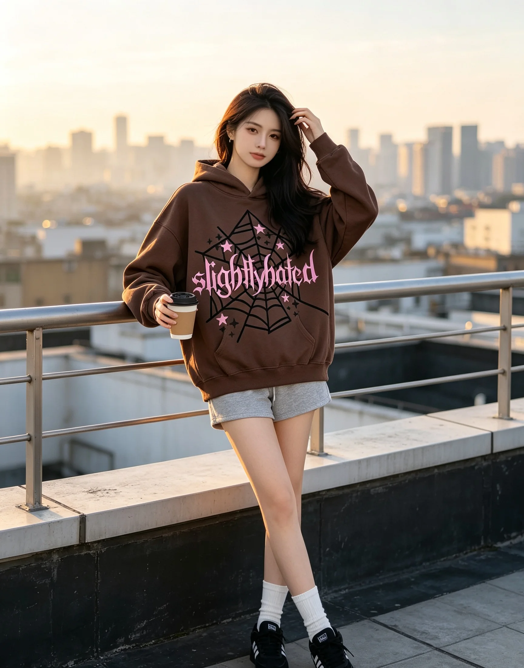 Dark Goth Spider Web Star Print Hoodie Unisex Oversized Loose Y2K Grunge Streetwear Pullover Sweatshirt