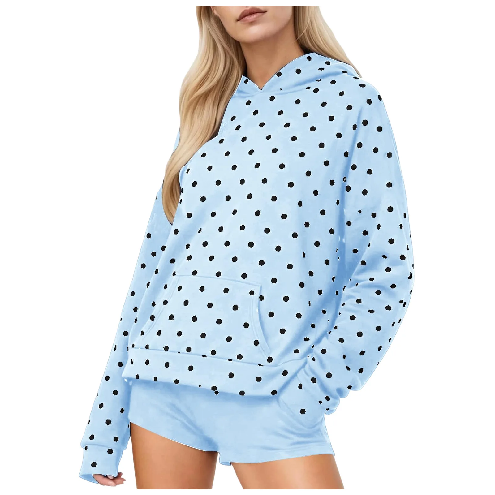 Vintage Polka Dot Hoodies Oversized Women Sweatshirts Harajuku Autumn Long Sleeve Hooded Pullover Tops With Pocket Streetwear