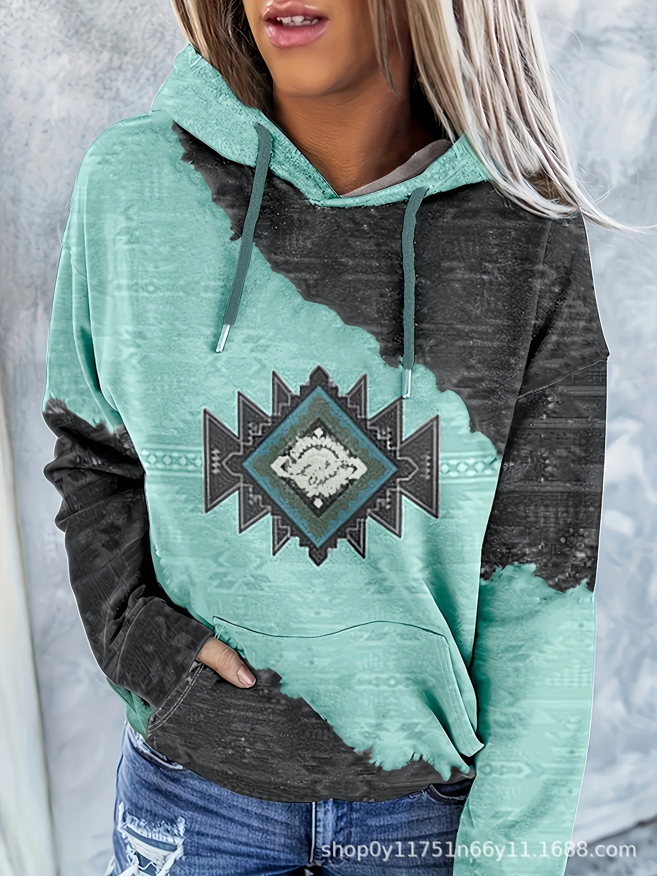 2025 Casual Ethnic Style Printed Hoodies For Autumn Winter Women Clothing Loose Hood Long Sleeve Pockets Streetwear Sweatshirts