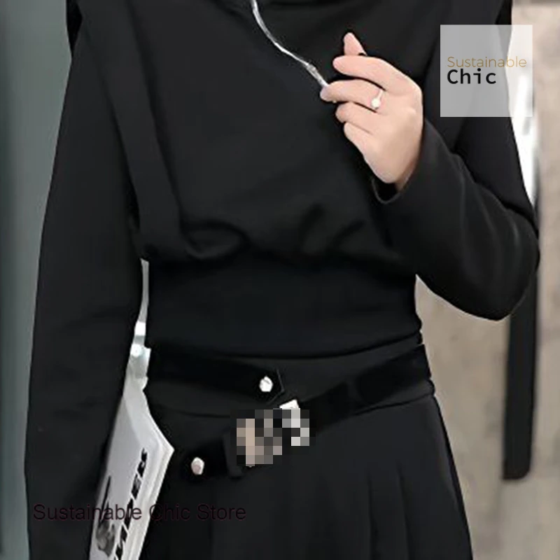 French style fashion design oblique half zipper sweater women's high-quality temperament short high waist long sleeve top