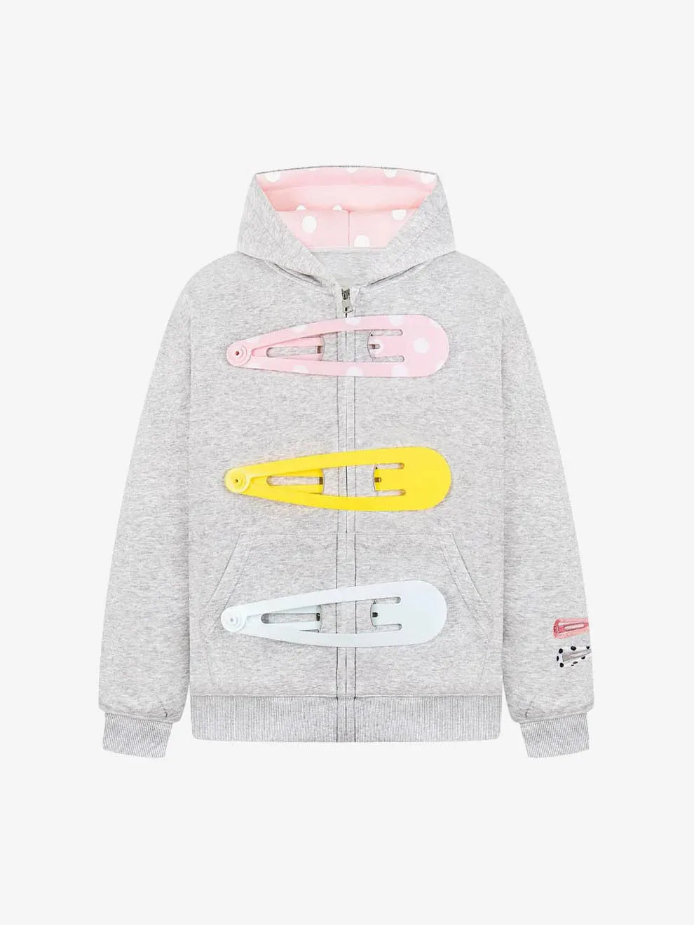 American Funny Detachable Hairpin Sweatshirt Sweet Retro Zip Jacket Polka Dot Splicing Hooded Sweatshirt Punk Sweatshirt Women