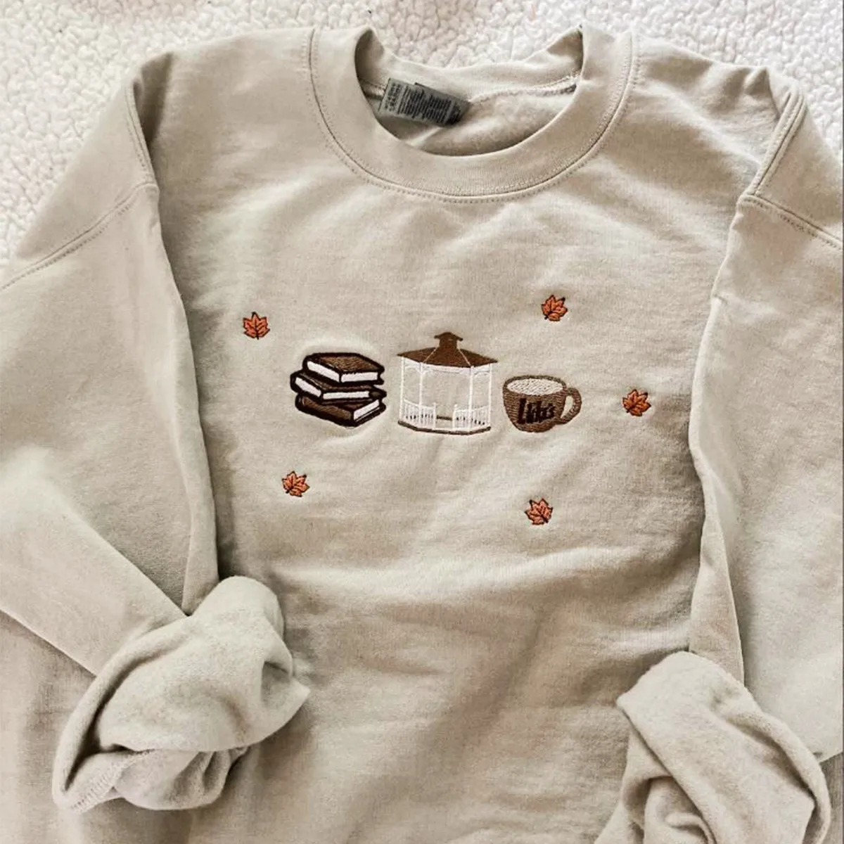 Luke's Gilmore Embroidered Sweatshirts Women Fall Autumn Trio Coffee Design Vintage Style Pullover Thick Fleece Warm Jumpers