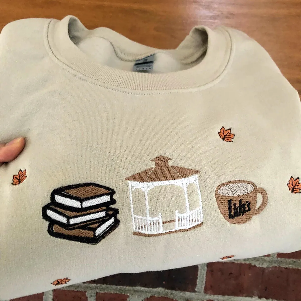 Luke's Gilmore Embroidered Sweatshirts Women Fall Autumn Trio Coffee Design Vintage Style Pullover Thick Fleece Warm Jumpers