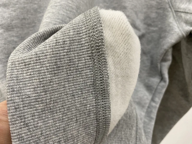 Women's grey Fleece Sweatshirt women Diamond embellished Round Neck Long Sleeve Autumn winter sweatshirt female