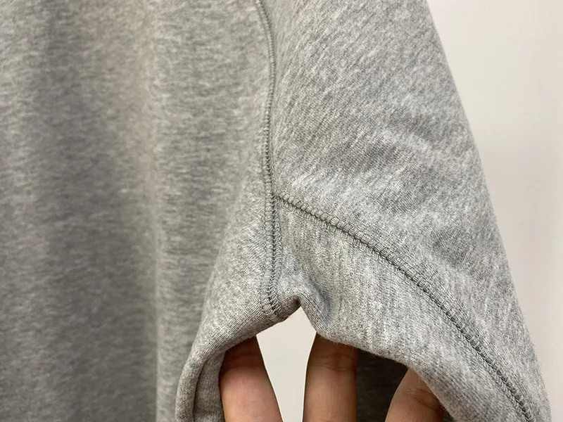 Women's grey Fleece Sweatshirt women Diamond embellished Round Neck Long Sleeve Autumn winter sweatshirt female