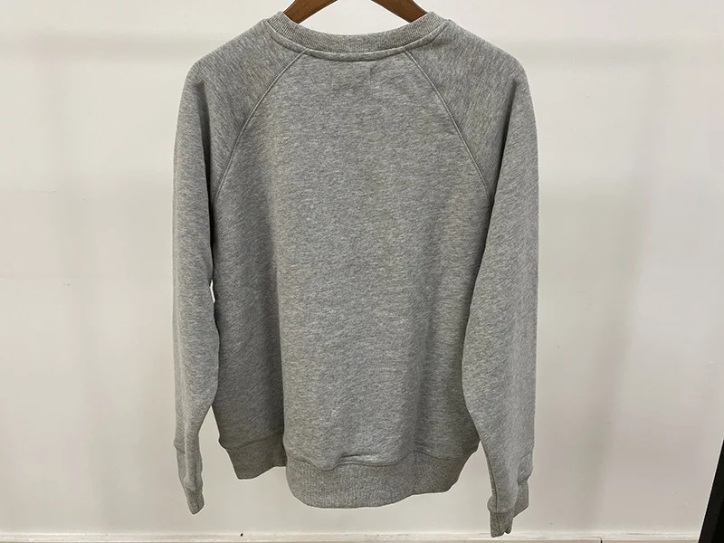 Women's grey Fleece Sweatshirt women Diamond embellished Round Neck Long Sleeve Autumn winter sweatshirt female