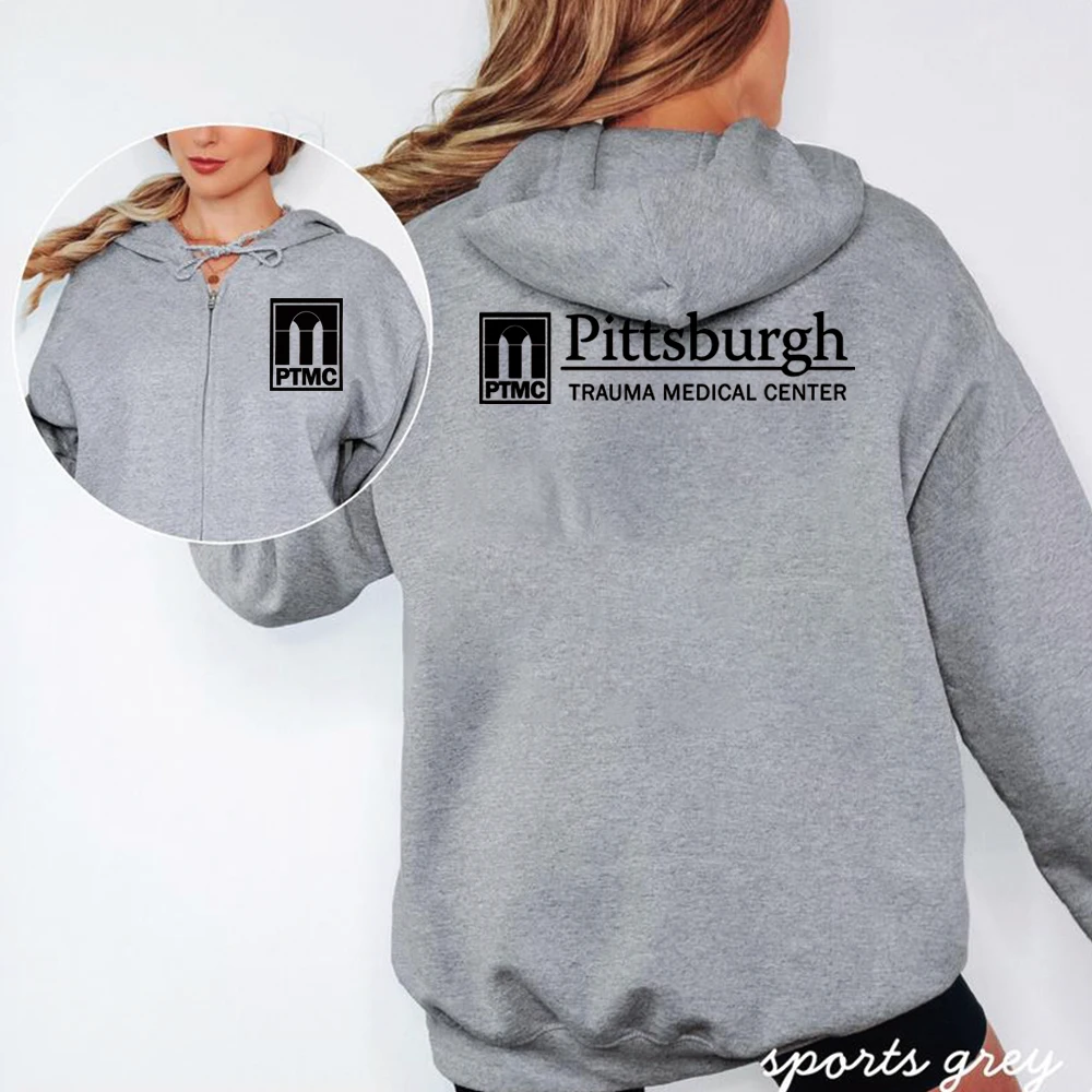 The Pitt PTMC Zipped Hoodie Pittsburgh Trauma Medical Center Hooded TV Series Sweatshirt Doctor Sweater Trendy Aesthetic Hoodies