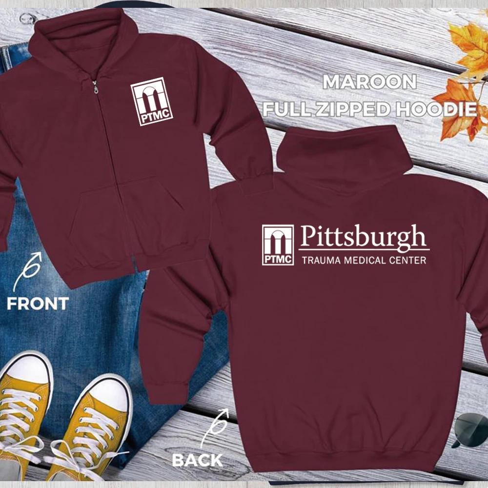 The Pitt PTMC Zipped Hoodie Pittsburgh Trauma Medical Center Hooded TV Series Sweatshirt Doctor Sweater Trendy Aesthetic Hoodies